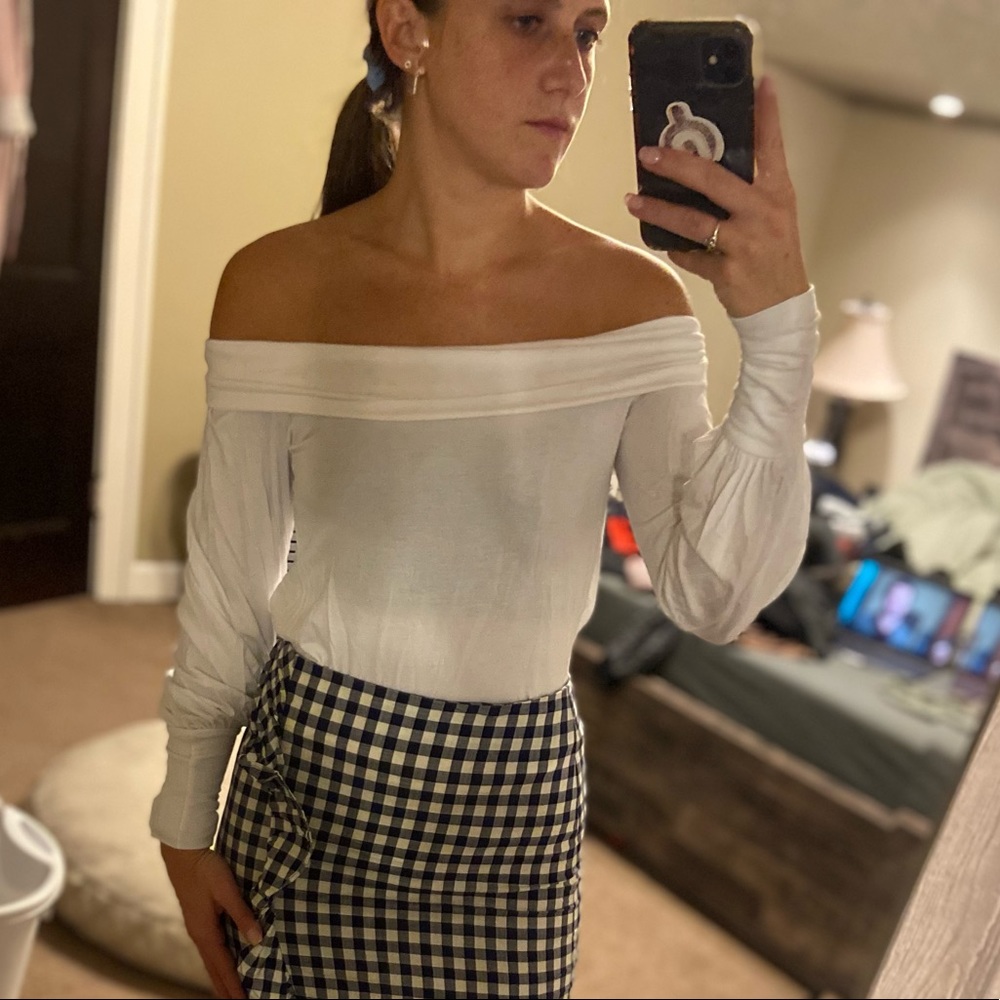 Off the shoulder white top
